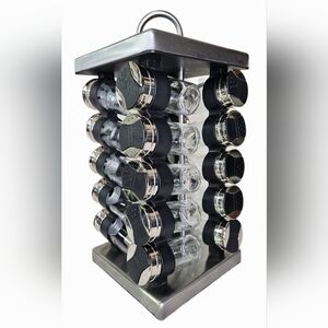 Olde Thompson 20 Empty Glass Jar Dual Flip Lid Carousel Spice Rack